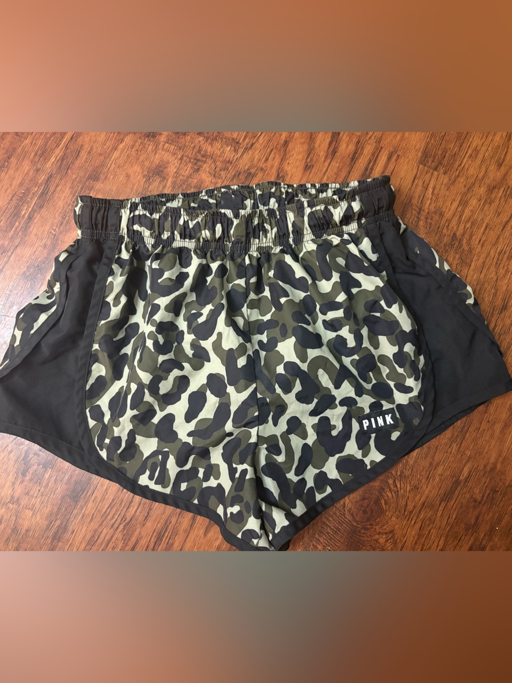 PINK Victoria's Secret Camo Print Athletic Shorts - Olive & Black